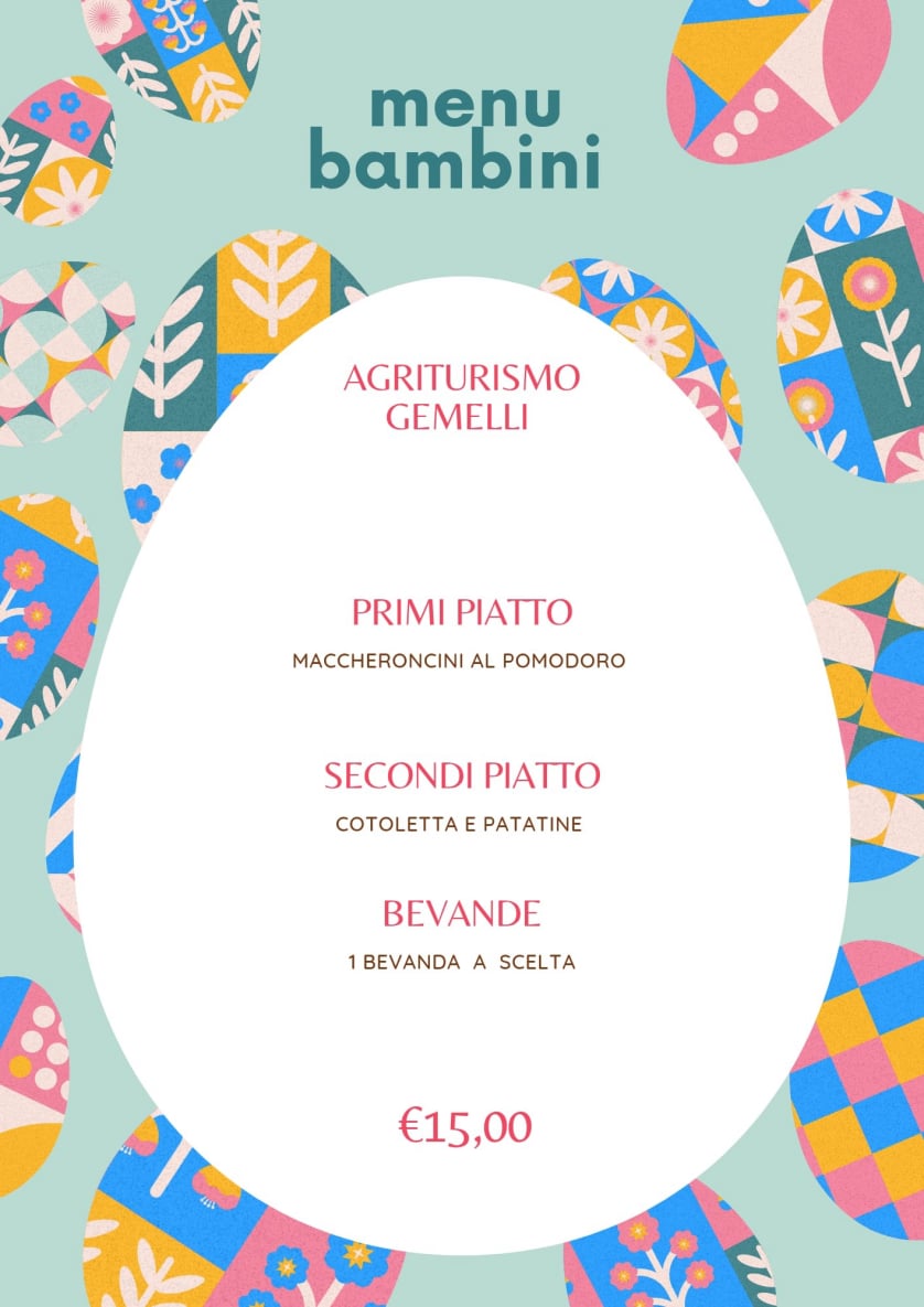 Menu pasqua bambini