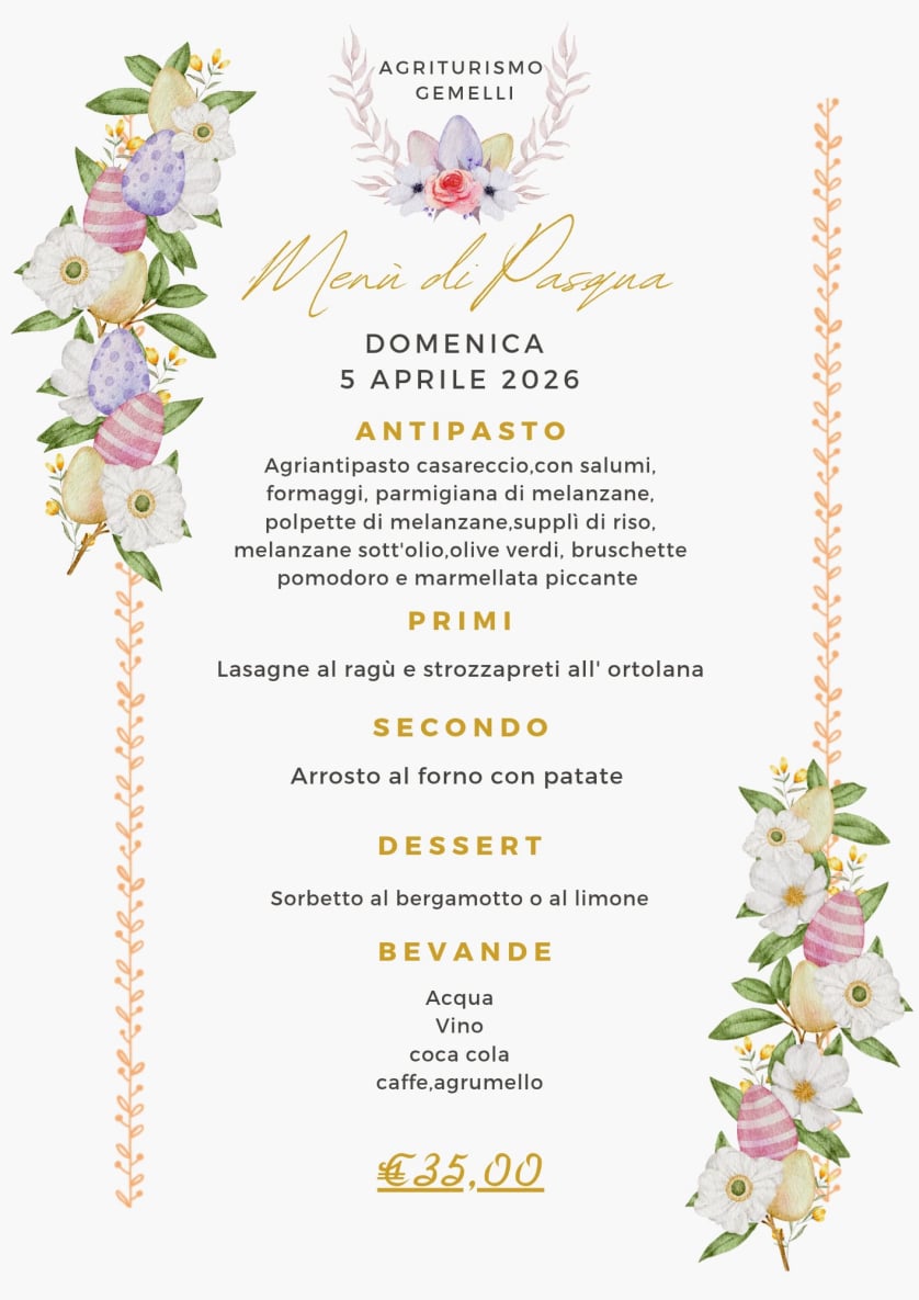 Menu di Pasqua 2026