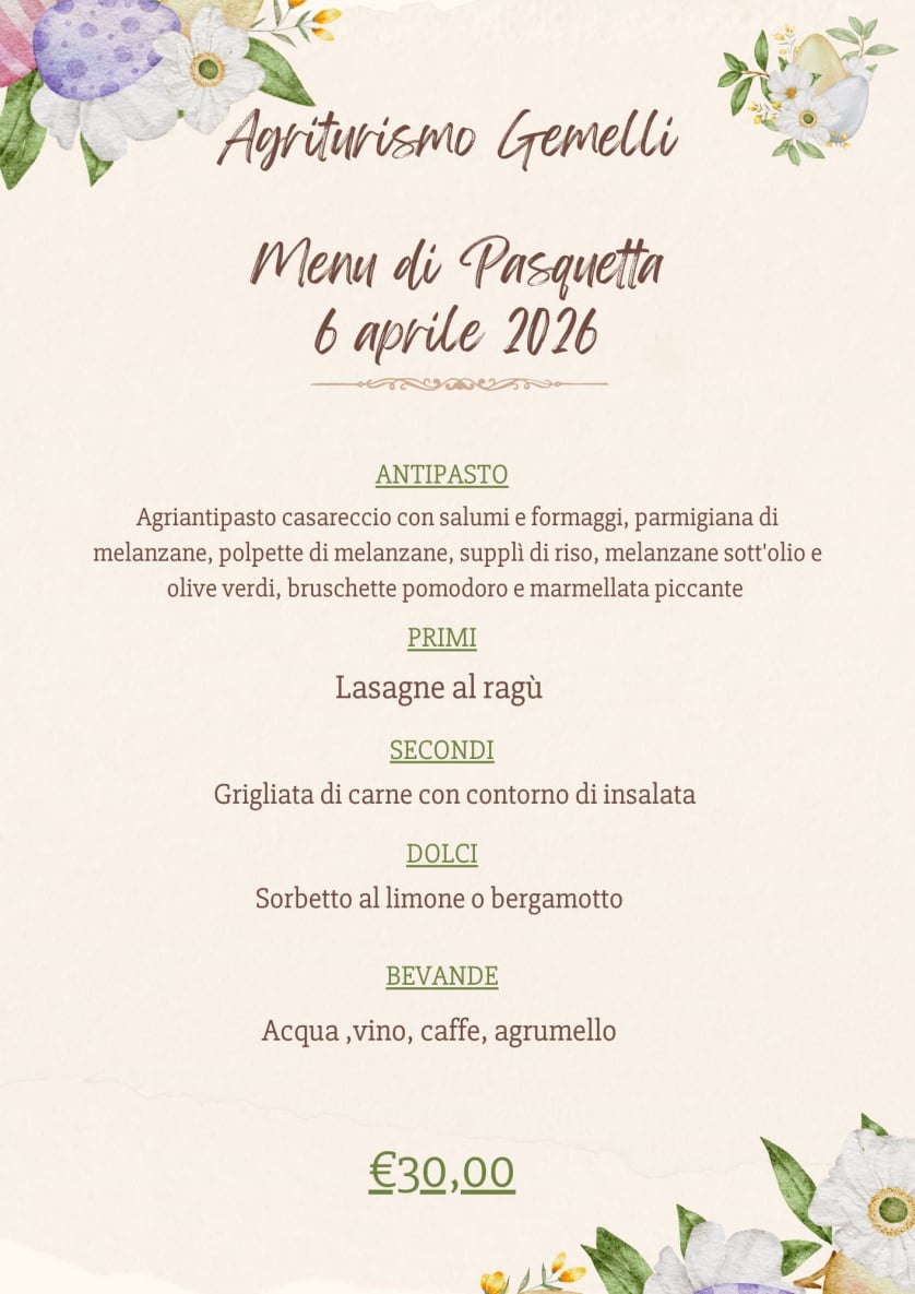 Menu Pasqua 2026